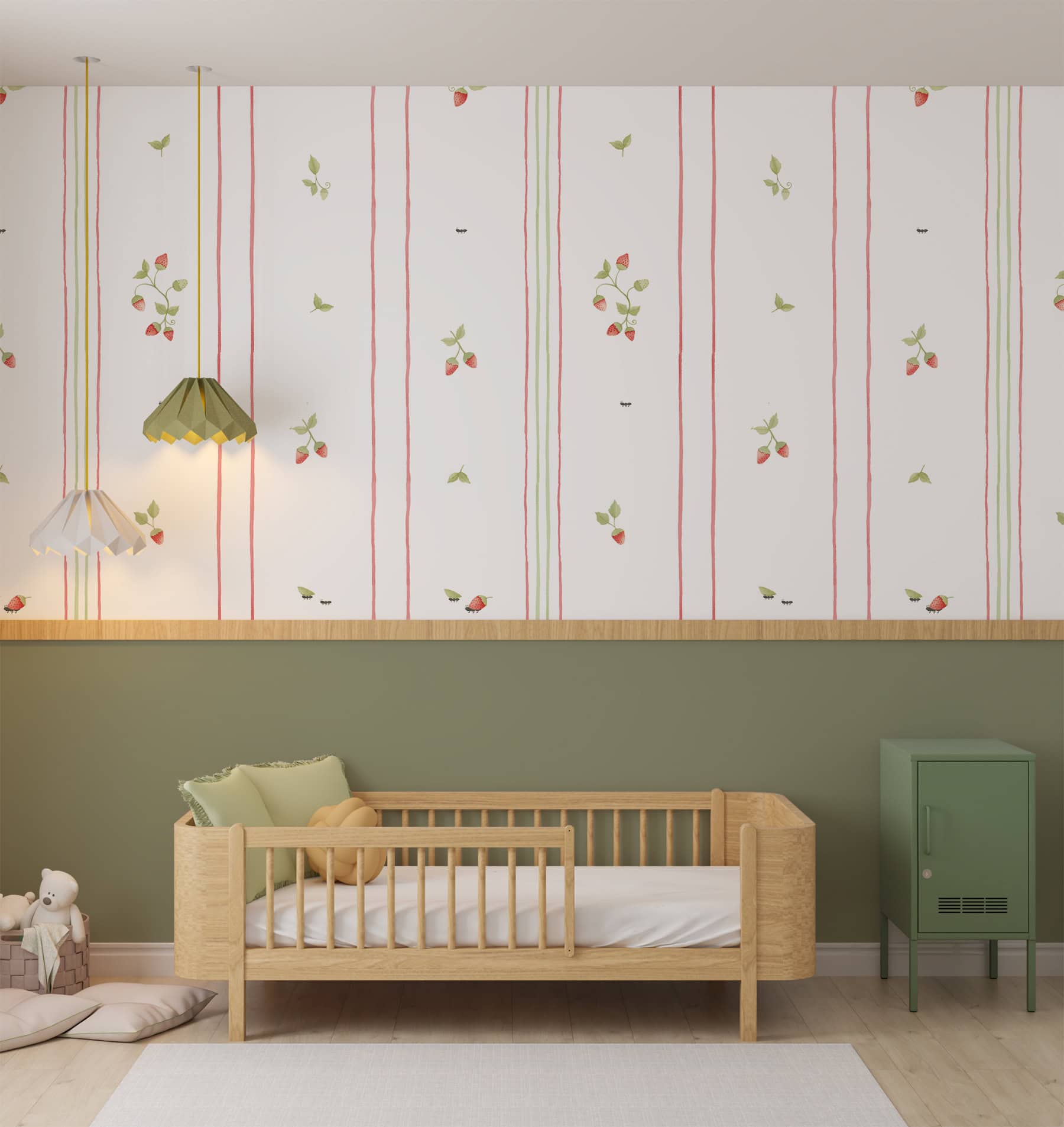 Papel de parede Listado Aquarela Frutinhas