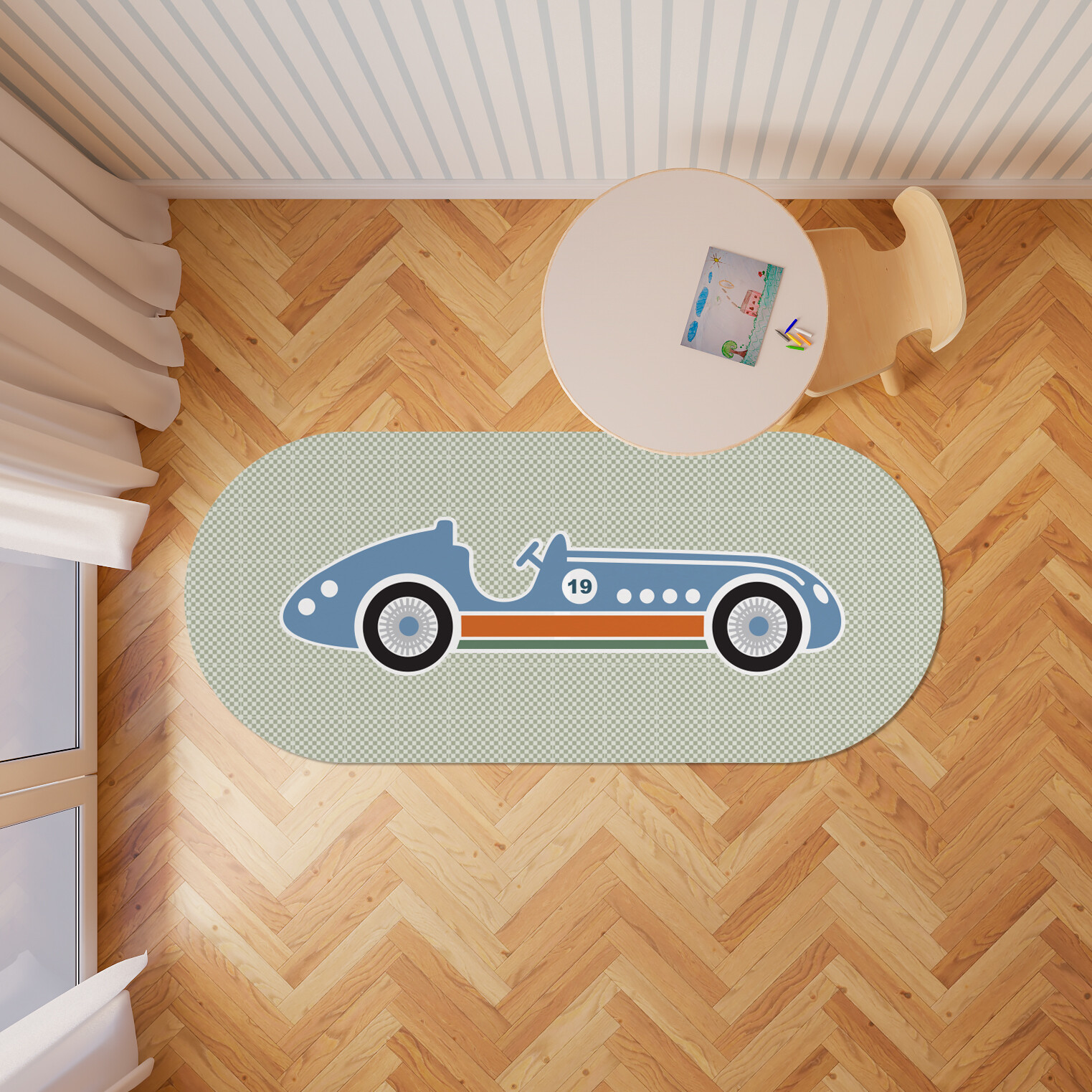 Carro F1_azul Tapete Playmat Fórmula 1 retrô