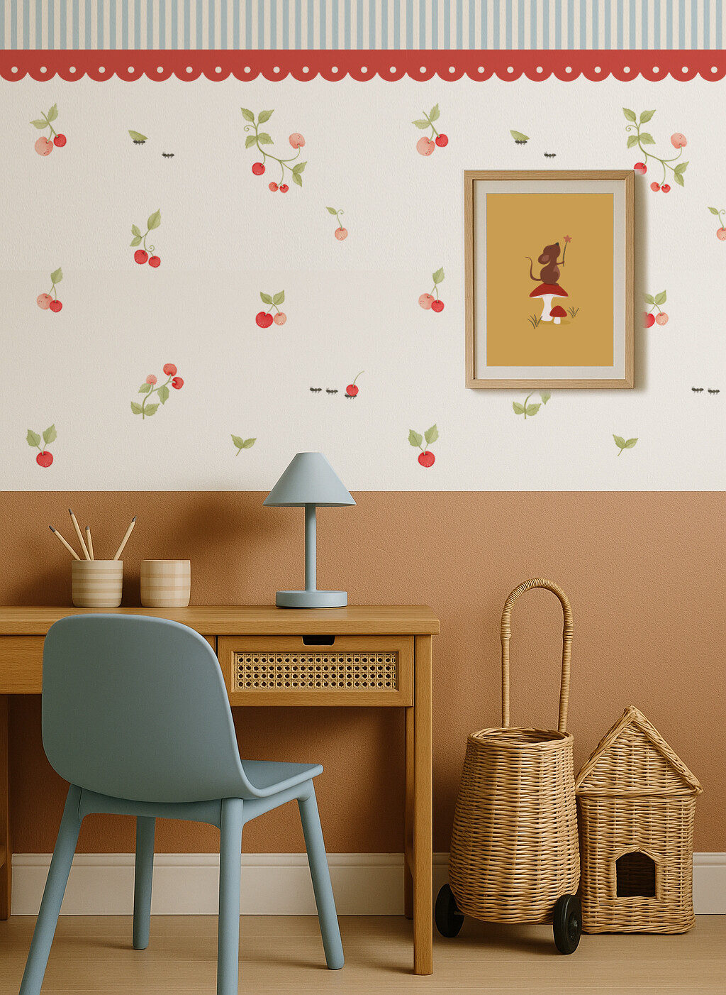 Montagem barrado e papel Barrado Adesivo Listrado com ondinha